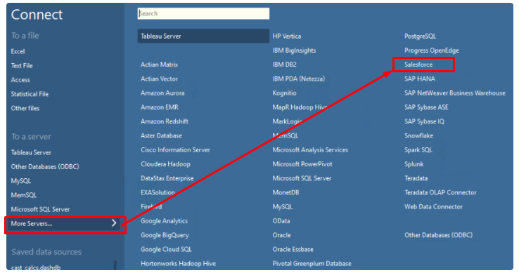 Connecting to Salesforce for Salesforce Tableau integration